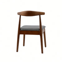 Elegant Mid Century Modern Dining Chairs Set Of 2 - Upholstered Wooden Frame With Charcoal Grey Cushions