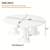 Elegant 39.4'' Round Petal-Shaped Coffee Table With Thick Legs - Minimalist Cream Center Table Ideal For Living Room Décor