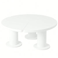 Elegant 39.4'' Round Petal-Shaped Coffee Table With Thick Legs - Minimalist Cream Center Table Ideal For Living Room Décor