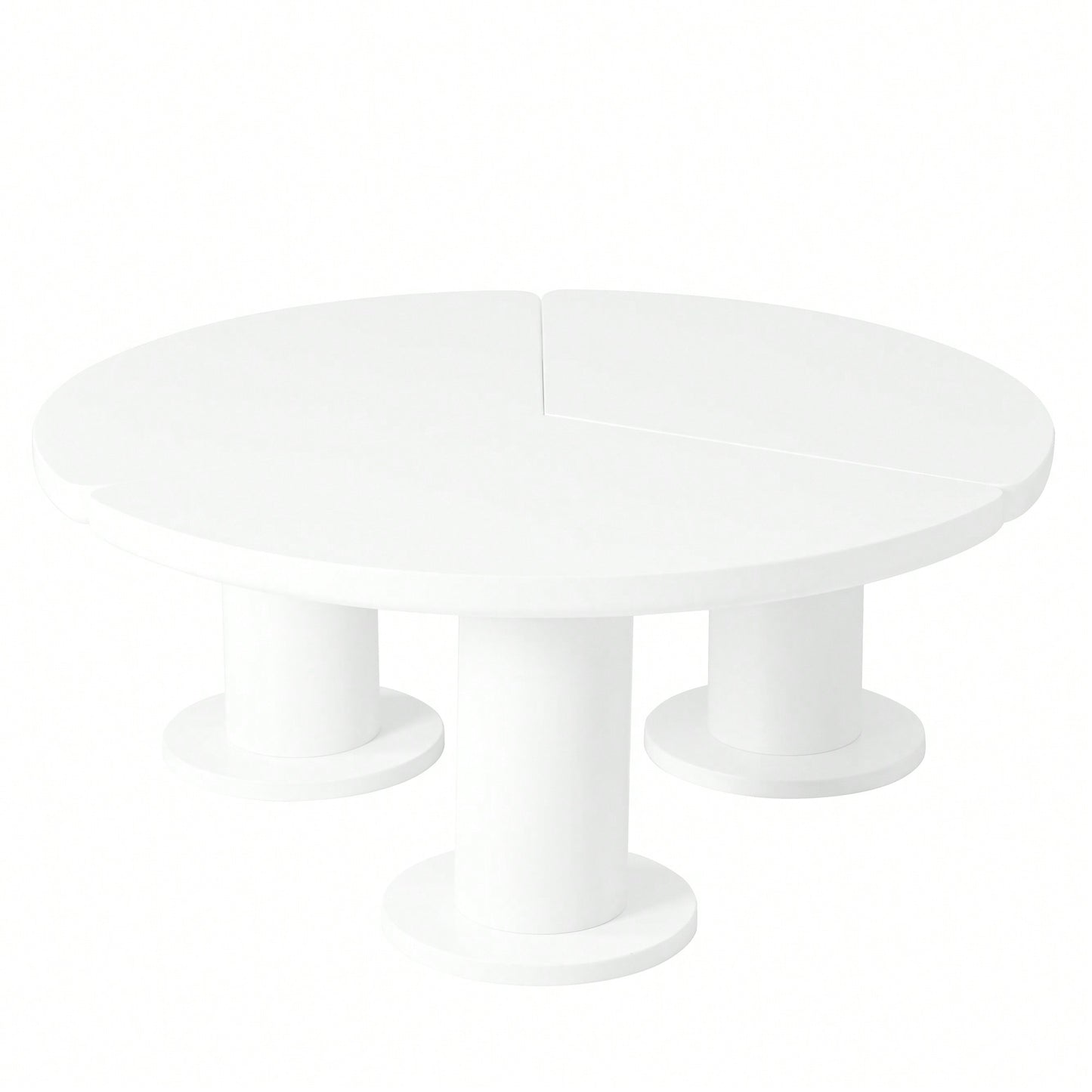 Elegant 39.4'' Round Petal-Shaped Coffee Table With Thick Legs - Minimalist Cream Center Table Ideal For Living Room Décor