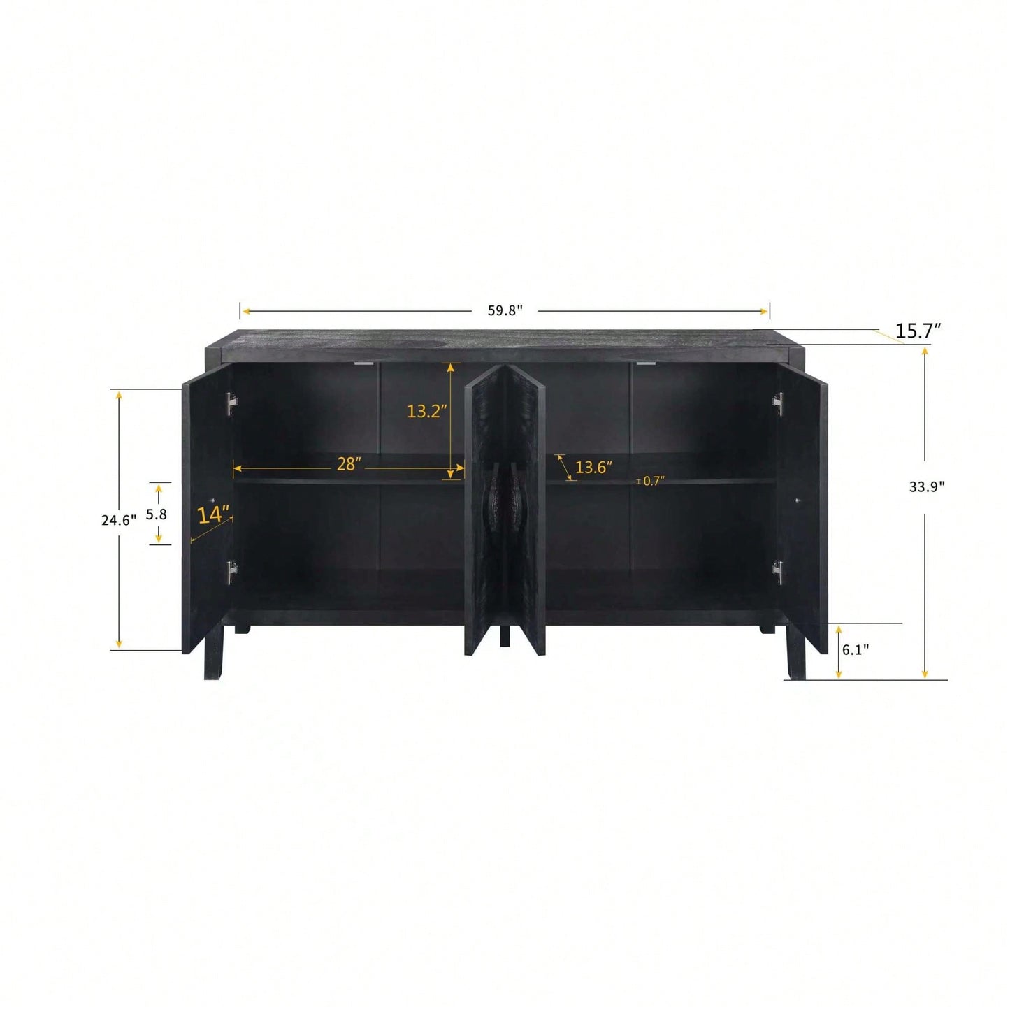 Elegant Antique Carved Flower Door Handle For Four-Door Cabinet - Perfect For Living Room, Kitchen, Or Hallway (Black Finish)