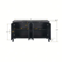 Elegant Antique Carved Flower Door Handle For Four-Door Cabinet - Perfect For Living Room, Kitchen, Or Hallway (Black Finish)