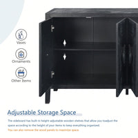 Elegant Antique Carved Flower Door Handle For Four-Door Cabinet - Perfect For Living Room, Kitchen, Or Hallway (Black Finish)