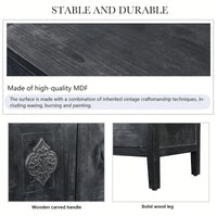 Elegant Antique Carved Flower Door Handle For Four-Door Cabinet - Perfect For Living Room, Kitchen, Or Hallway (Black Finish)