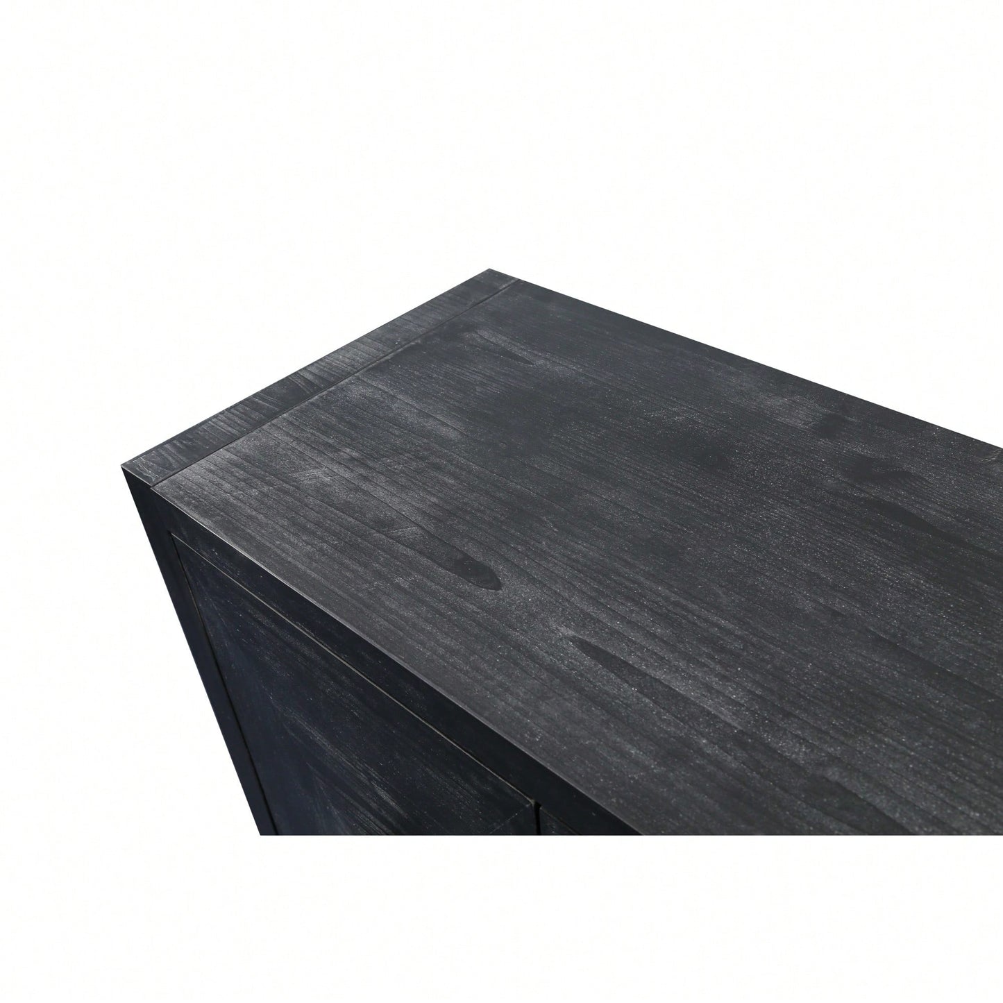 Elegant Antique Carved Flower Door Handle For Four-Door Cabinet - Perfect For Living Room, Kitchen, Or Hallway (Black Finish)