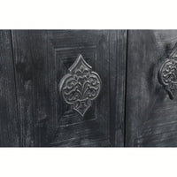 Elegant Antique Carved Flower Door Handle For Four-Door Cabinet - Perfect For Living Room, Kitchen, Or Hallway (Black Finish)