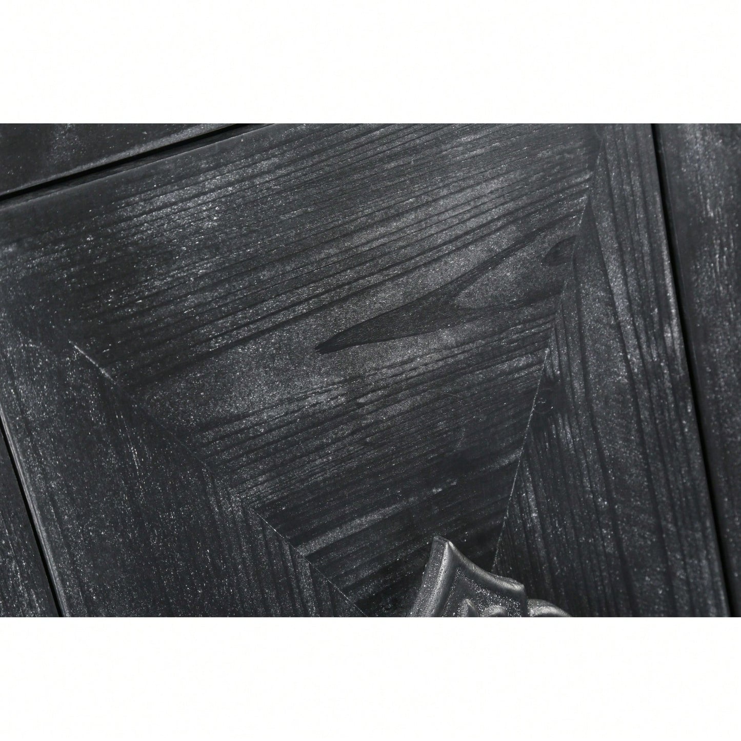 Elegant Antique Carved Flower Door Handle For Four-Door Cabinet - Perfect For Living Room, Kitchen, Or Hallway (Black Finish)