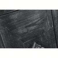 Elegant Antique Carved Flower Door Handle For Four-Door Cabinet - Perfect For Living Room, Kitchen, Or Hallway (Black Finish)