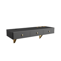 Elegant 47 Inch Wall-Mounted Floating Shelf with Drawer for Bedroom Bathroom and Salon in Black and Gold