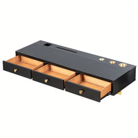 Elegant 47 Inch Wall-Mounted Floating Shelf with Drawer for Bedroom Bathroom and Salon in Black and Gold