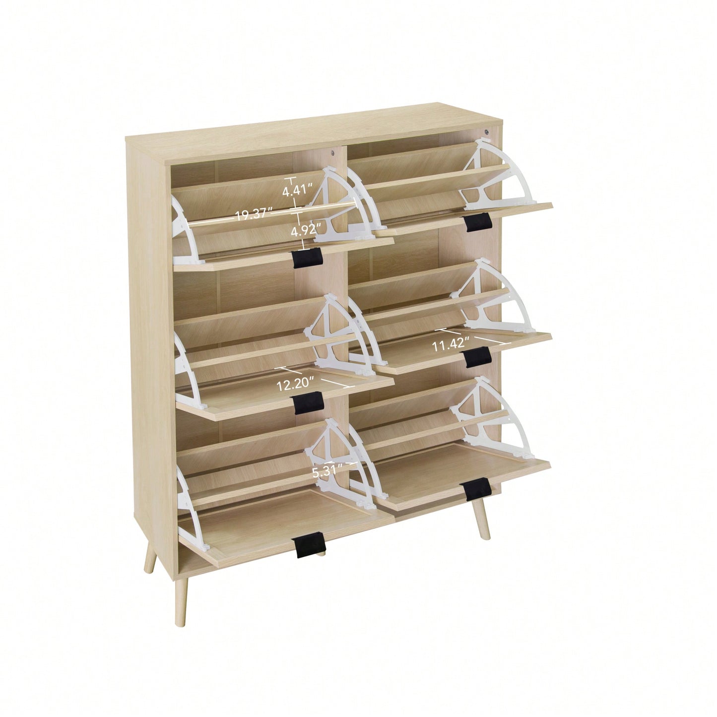 Contemporary 6-Door Rattan Shoe Rack - Freestanding Modern Storage Cabinet For Entryway Organization