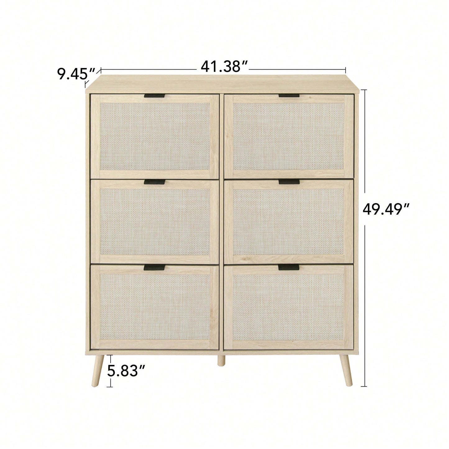 Contemporary 6-Door Rattan Shoe Rack - Freestanding Modern Storage Cabinet For Entryway Organization