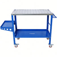 Portable Steel Welding Table with Lockable Wheels 36x18 1200lb Capacity Tool Slots Fixture Holes Ideal for Efficient Projects