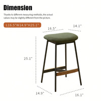 Elegant Set Of 2 Backless Bar Stools - Comfortable Soft Fabric Upholstered Counter And Bar Height Chairs For Kitchen And Dining Room