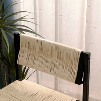 Handcrafted Creamy White Woven Paper Rope Bar Stools Set of 2 with Footrest for Kitchen Island and Dining Room