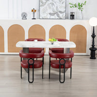 Stylish Contemporary PU Fabric Upholstered Barrel Accent Chairs For Dining And Living Room - Set Of 2 In Light Brown