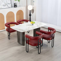 Stylish Contemporary PU Fabric Upholstered Barrel Accent Chairs For Dining And Living Room - Set Of 2 In Light Brown