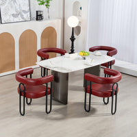 Stylish Contemporary PU Fabric Upholstered Barrel Accent Chairs For Dining And Living Room - Set Of 2 In Light Brown