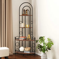 Stylish 4-Tier Corner Bookshelf And Plant Stand With Durable Metal Frame For Space-Saving Elegance