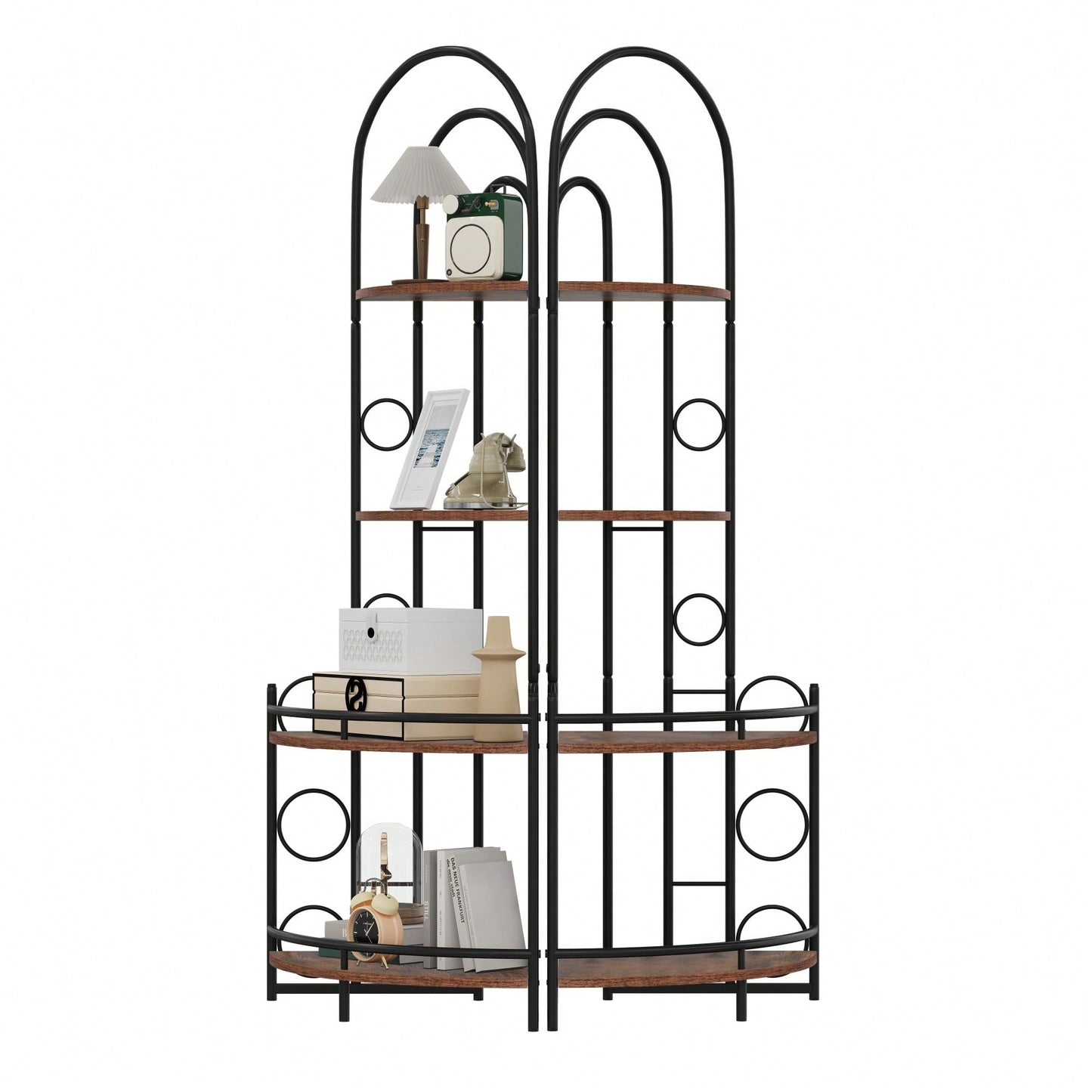 Stylish 4-Tier Corner Bookshelf And Plant Stand With Durable Metal Frame For Space-Saving Elegance