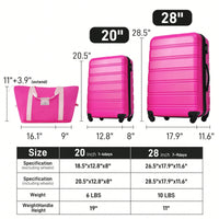 Lightweight 2-Piece Hardshell Luggage Set With Spinner Wheels And TSA Lock - 20" And 28" Suitcases For Effortless Travel