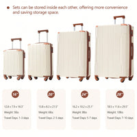 6-Piece Expandable Hardshell Luggage Set - Lightweight Suitcases With Wheels And TSA Lock For Travel - Sleek Black & Brown Design