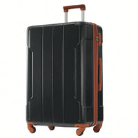 6-Piece Expandable Hardshell Luggage Set - Lightweight Suitcases With Wheels And TSA Lock For Travel - Sleek Black & Brown Design