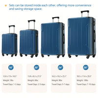 Expandable 6-Piece Hardshell Luggage Set With Wheels And TSA Lock - Lightweight Travel Suitcases In Blue For Men And Women