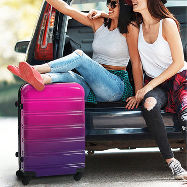 Gradient Color Lightweight Hardshell Luggage Set 3 Piece Spinner Suitcase with TSA Lock 20 24 28 Pink Yellow