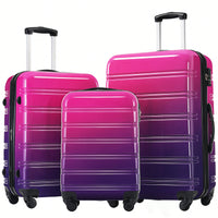 Gradient Color Lightweight Hardshell Luggage Set 3 Piece Spinner Suitcase with TSA Lock 20 24 28 Pink Yellow