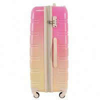 Gradient Color Lightweight Hardshell Luggage Set 3 Piece Spinner Suitcase with TSA Lock 20 24 28 Pink Yellow