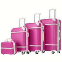 Durable 4-Piece Hardshell Luggage Set With Spinner Suitcase, TSA Lock, And Cosmetic Case - Perfect For Travel 20", 24", And 28" Sizes