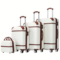 Durable 4-Piece Hardshell Luggage Set With Spinner Suitcase, TSA Lock, And Cosmetic Case - Perfect For Travel 20", 24", And 28" Sizes