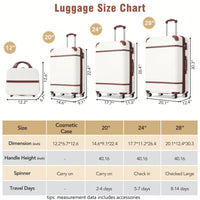Durable 4-Piece Hardshell Luggage Set With Spinner Suitcase, TSA Lock, And Cosmetic Case - Perfect For Travel 20", 24", And 28" Sizes