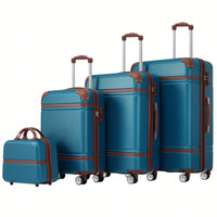 Durable 4-Piece Hardshell Luggage Set With Spinner Suitcase, TSA Lock, And Cosmetic Case - Perfect For Travel 20", 24", And 28" Sizes