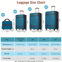 Durable 4-Piece Hardshell Luggage Set With Spinner Suitcase, TSA Lock, And Cosmetic Case - Perfect For Travel 20", 24", And 28" Sizes