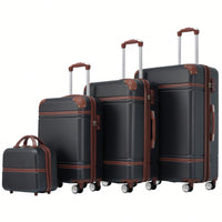 Durable 4-Piece Hardshell Luggage Set With Spinner Suitcase, TSA Lock, And Cosmetic Case - Perfect For Travel 20", 24", And 28" Sizes