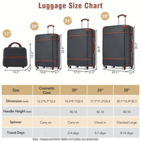 Durable 4-Piece Hardshell Luggage Set With Spinner Suitcase, TSA Lock, And Cosmetic Case - Perfect For Travel 20", 24", And 28" Sizes