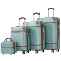 Durable 4-Piece Hardshell Luggage Set With Spinner Suitcase, TSA Lock, And Cosmetic Case - Perfect For Travel 20", 24", And 28" Sizes
