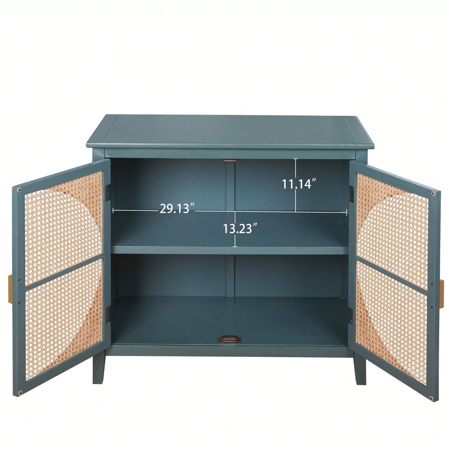 Elegant 2-Door Semi-Circular Cabinet With Natural Rattan Weaving – Versatile Storage For Living Room, Bedroom, And Study Room