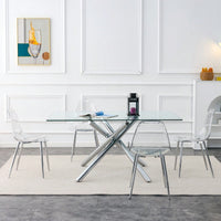 Elegant Transparent Dining Chairs Set Of 4 - Modern Armless Crystal Style With Plated Metal Legs For Nordic Inspired Interiors