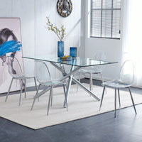 Elegant Transparent Dining Chairs Set Of 4 - Modern Armless Crystal Style With Plated Metal Legs For Nordic Inspired Interiors