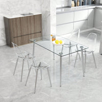 Elegant Transparent Dining Chairs Set Of 4 - Modern Armless Crystal Style With Plated Metal Legs For Nordic Inspired Interiors