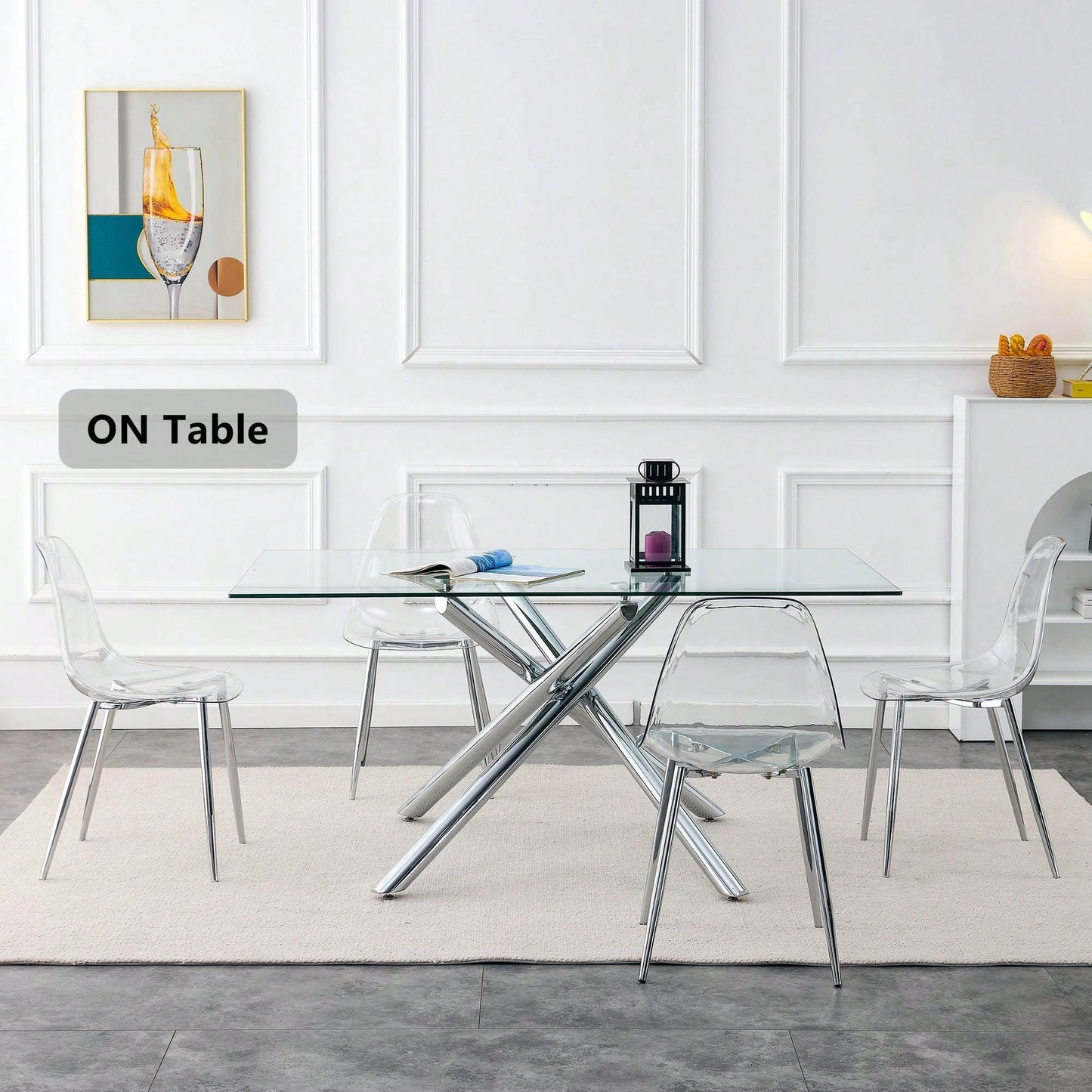 Elegant Transparent Dining Chairs Set Of 4 - Modern Armless Crystal Style With Plated Metal Legs For Nordic Inspired Interiors