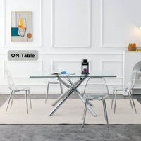 Elegant Transparent Dining Chairs Set Of 4 - Modern Armless Crystal Style With Plated Metal Legs For Nordic Inspired Interiors