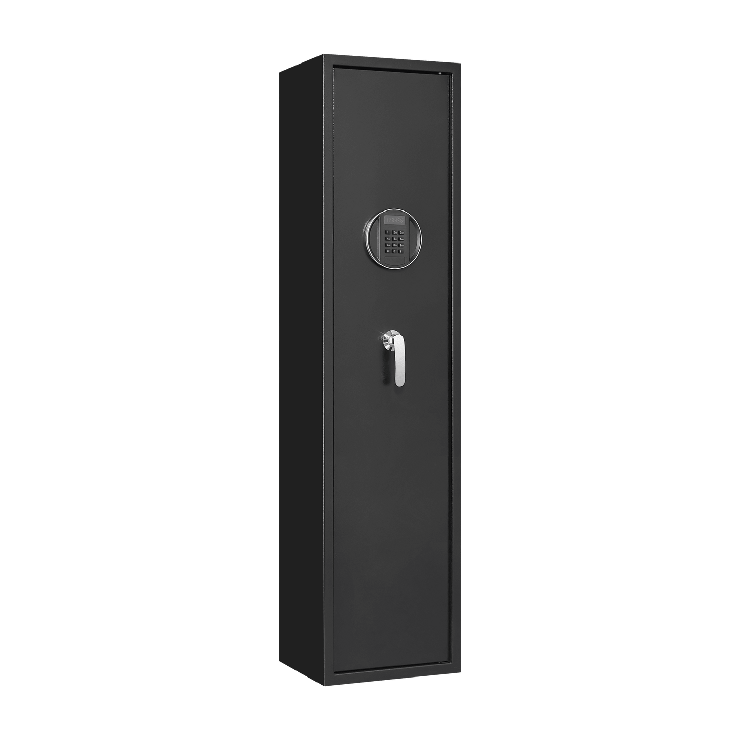 Durable Black Steel Gun Cabinet With Inner Safe, LED Lighting, Adjustable Shelf, And Gun Rack For Secure Storage