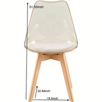 Elegant Set Of 4 Wooden Leg Transparent Back Dining And Coffee Chairs