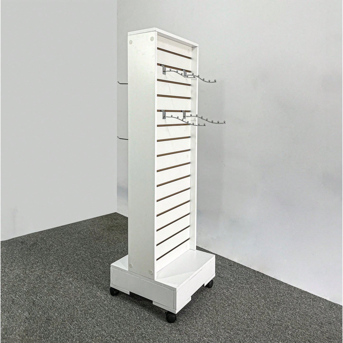 Versatile Double-Sided Slatwall Display Cabinet For Organized Retail Showcases And Merchandise Presentation