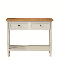 Rustic Farmhouse Console Table With 2 Drawers And Bottom Shelf For Entryway, Living Room, And Hallway Storage