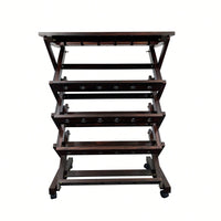 Stylish Freestanding Wine Rack For Kitchen, Pantry, Or Cellar - Holds 26 Bottles - Elegant Walnut Wine Storage Display